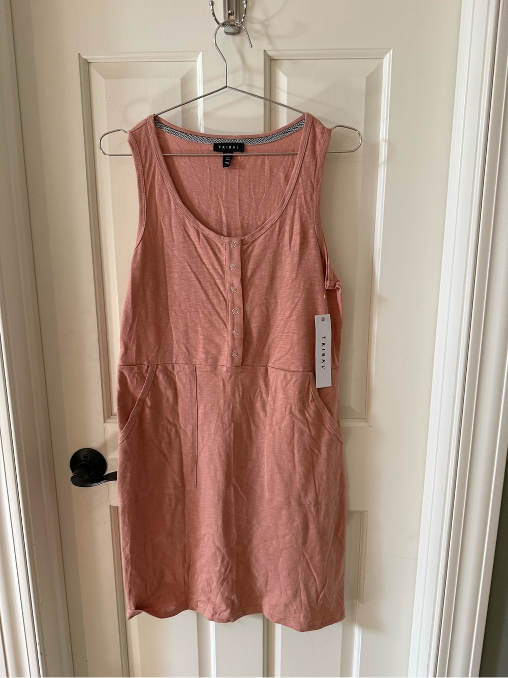 Tribal Sleeveless Henley Knit Dress | NWT | peach | XS